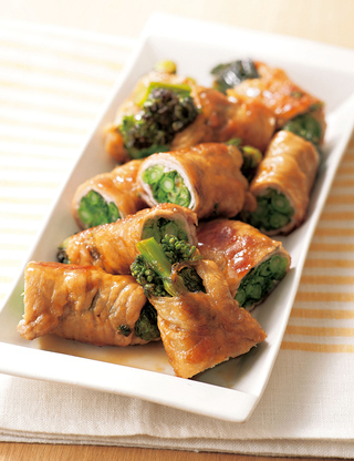 菜の花の豚肉巻き焼き