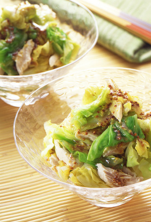 春キャベツとささ身のマスタードサラダ