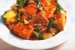 厚揚げの酢豚風炒め