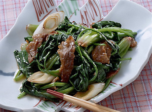 ほうれん草と牛肉の甘辛炒め