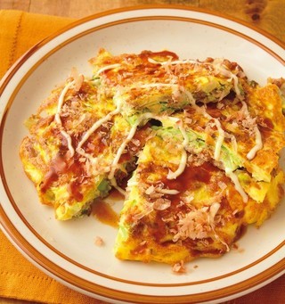 キャベツと豚こまのお好み焼き風