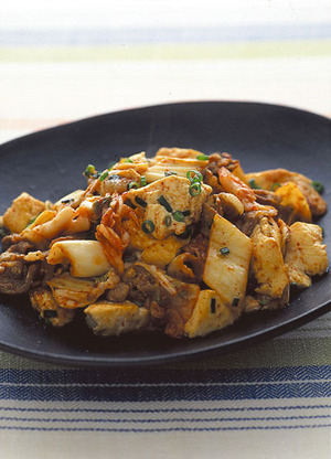 豆腐の豚キムチ炒め